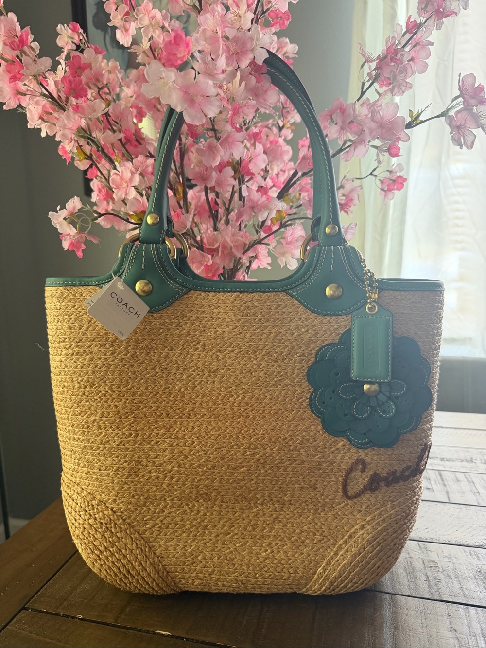 COACH Straw Tote Bag